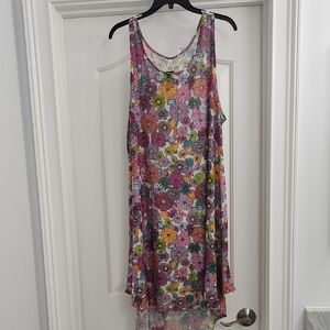 Swimsuit Coverup Vibrant Floral High Low Dress